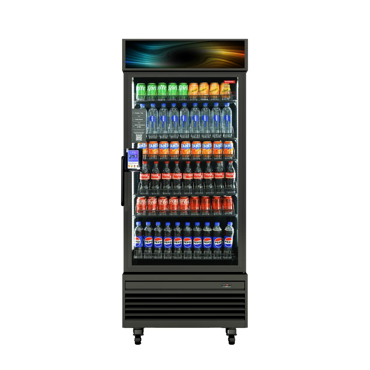 Crown & Thistle beverage vending machine stocked with sodas and water